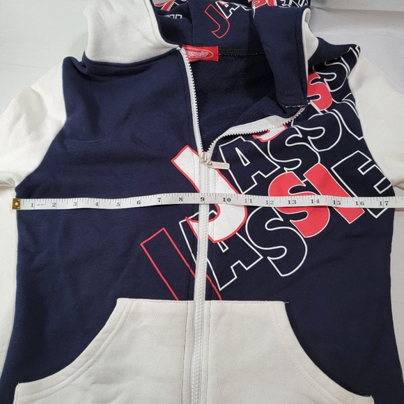 Mens Size Small Jassie Sports Casual Full Zipped Hoodie Sweatshirt. Red White - Picture 4 of 7